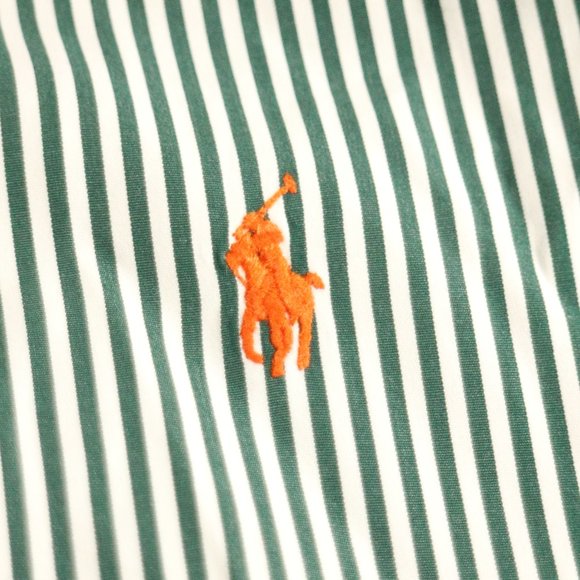 VTG RALPH LAUREN Green/White Striped L/S Shirt Sz XLT Tall - Picture 5 of 11